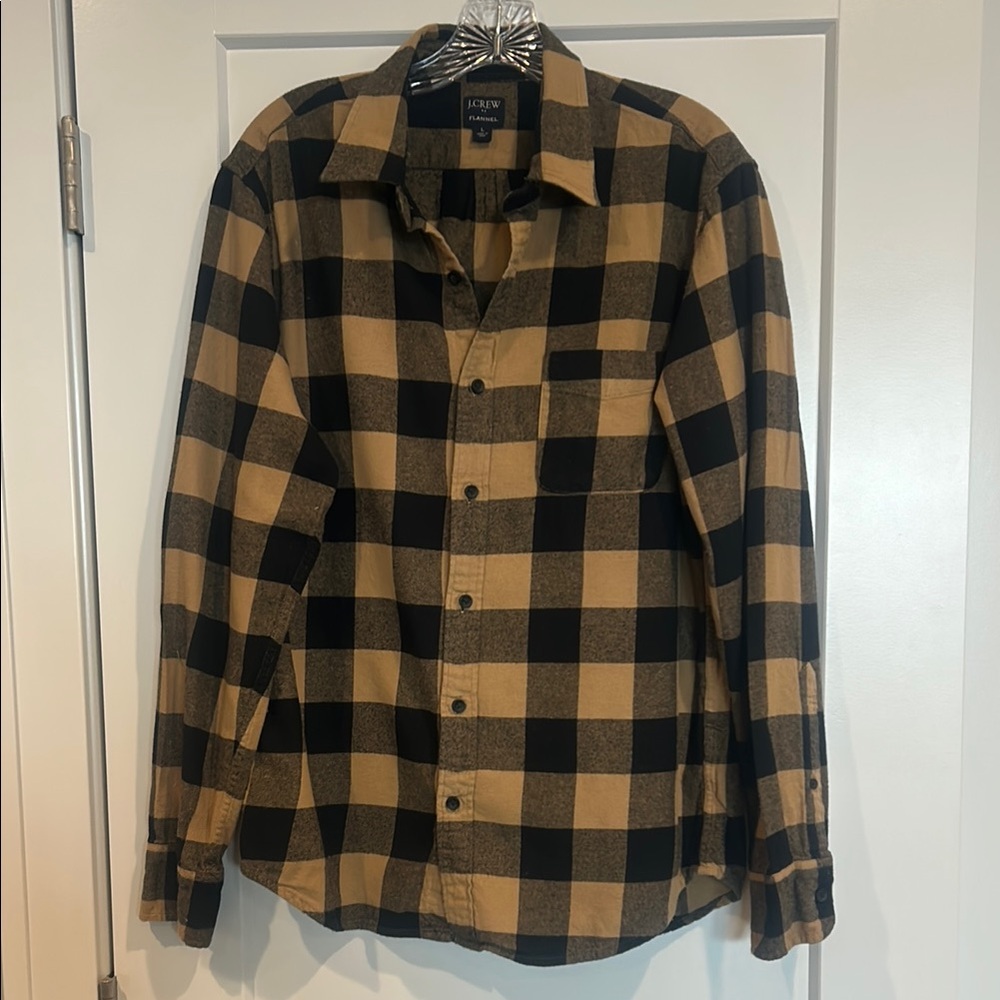 J. Crew flannel slim Black and Tan Plaid Shirt